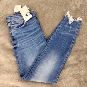 Zara Women's Distressed Blue Jeans